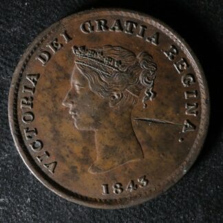NB-1A1 Halfpenny token 1843 Canada Nouveau New Brunswick Ship Breton 910