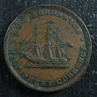 NB-1B Halfpenny token 1854 Canada Nouveau New Brunswick Ship Breton 912