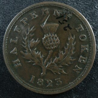 NS-1A1 Halfpenny token 1823 Canada Nova Scotia Thistle Breton 867