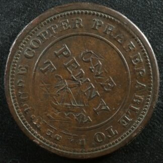 NS-20A1 One penny 1813 token Canada Nova Scotia Copper Britannia Breton 962