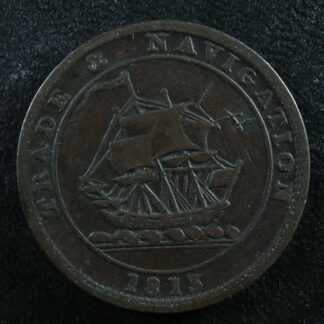 NS-21A3 Halfpenny token 1813 Canada Nova Scotia ship Breton 965