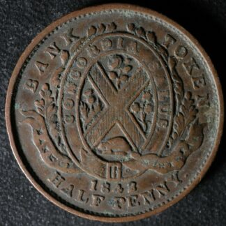 PC-1A2 Halfpenny 1842 token Province of du Canada Montreal Quebec Breton 527