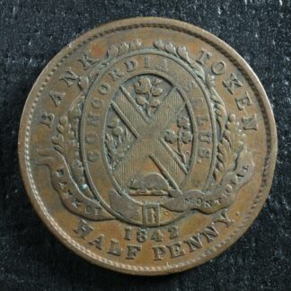 PC-1A3 Halfpenny 1842 token Province of du Canada Montreal Quebec Breton 527