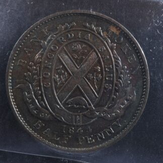 PC-1B3-ICCS-MS-60-Halfpenny-1844-token-Province-of-du-Canada-Montreal-Breton-527-276911999328-2