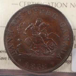 PC-5B1 ICCS AU-55 Halfpenny 1852 token Province of Upper Canada Bank Breton 720