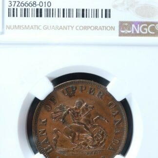 PC-5C1 NGC MS-62 Halfpenny 1854 token Province of Upper Canada Bank Breton 720