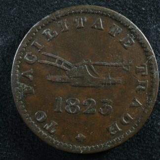 UC-12A2 Halfpenny token 1823 Upper Canada Ontario ship Breton 730