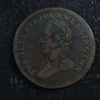WE-10A1-Halfpenny-1816-token-Wellington-Waterloo-Canada-Harp-Breton-981-275451114378-2