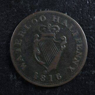 WE-10A1 Halfpenny 1816 token Wellington Waterloo Canada Harp Breton 981