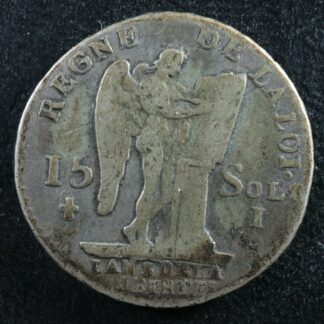 15 sols au génie 1791I Limoges France KM#604.5 silver