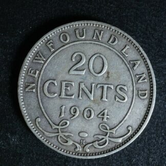 20 cents 1904H Newfoundland Canada King Edward VII c ¢ NFLD F-15