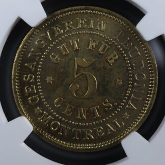 Breton 589 NGC MS-63 5 cents token Gesangverein Teutonia Montreal Quebec Canada