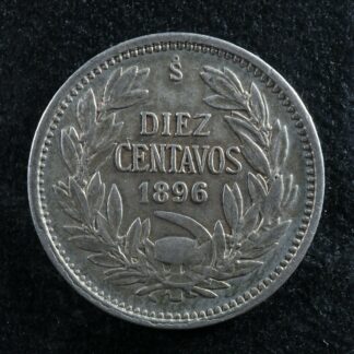 Diez centavos 1896 So Chile KM#156.1 Silver Chili 10