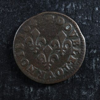 Double tournois 1643 Type Warin France Copper Louis XIII