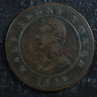 LC-12 Halfpenny token 1816 Montreal Quebec Lower Bas Canada Ship Breton 531