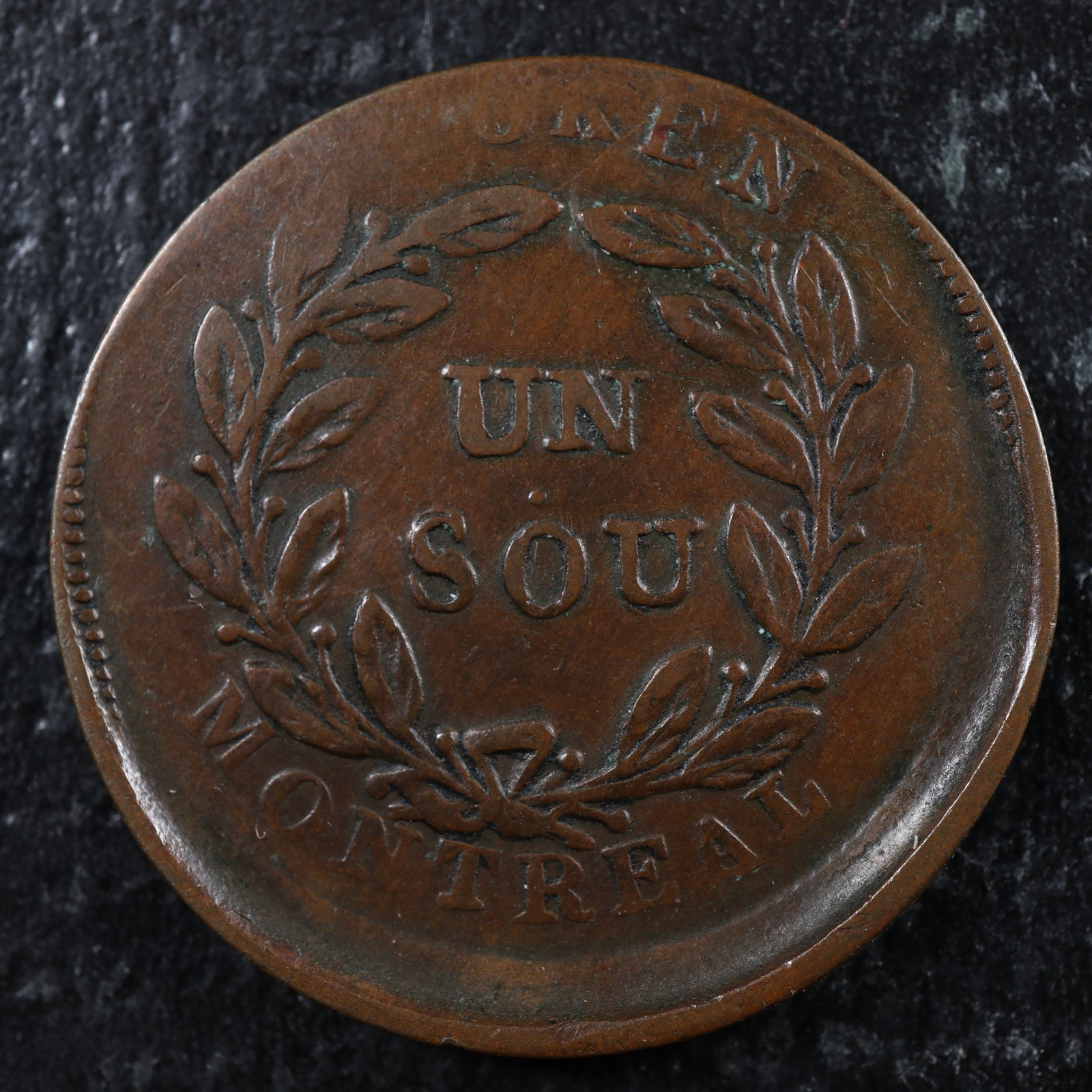 LC-27A1-Off-center-Bouquet-Sou-token-Montreal-Lower-Bas-Canada-Quebec-Breton-691-277569661649-2