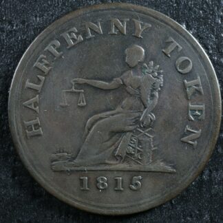 LC-56B1 Halfpenny token 1815 Lower Bas Canada Quebec Ship Breton 1004