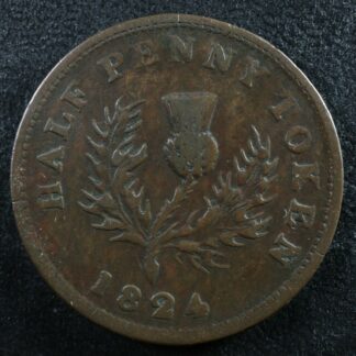 NS-1C2 Halfpenny token 1824 Canada Nova Scotia Thistle Breton 869