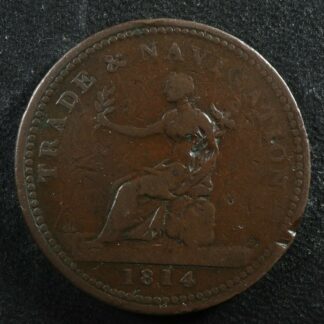 NS-20B1 One penny 1814 token Canada Nova Scotia Copper Breton 962