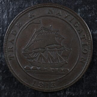 NS-21A2 Halfpenny token 1813 Canada Nova Scotia Ship Breton 965