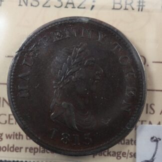 NS-23A2 ICCS EF-45 Halfpenny token 1815 Nova Scotia Canada Ship Breton 888