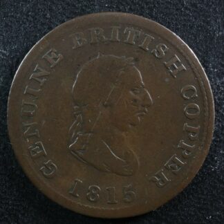 NS-26A1 Halfpenny token 1815 Canada Nova Scotia Copper Britannia Breton 887