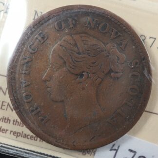 NS-2D3 ICCS F-15 One Penny token 1843 Canada Nova Scotia Thistle Breton 873