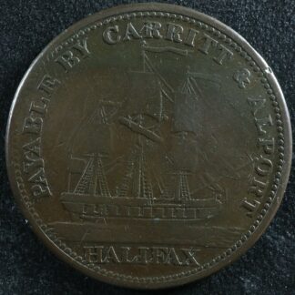 NS-9 Halfpenny token 1814 Canada Nova Scotia Halifax Ship Breton 881