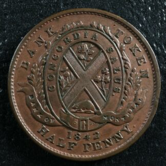 PC-1A2 Halfpenny 1842 token Province of du Canada Montreal Quebec Breton 527