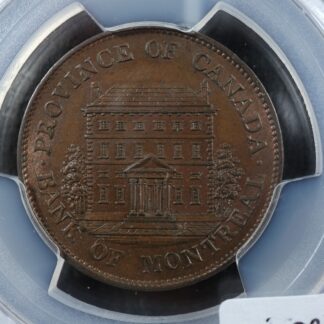PC-1B3 PCGS MS-64 Halfpenny 1844 token Province of du Canada Montreal Breton 527