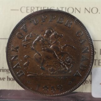PC-5B2 ICCS AU-55 Halfpenny 1852 token Province of Upper Canada Bank Breton 720