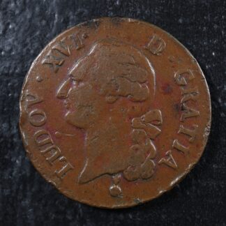 Sol dit "à l'écu" 1791AA Metz France KM#578.2 Copper