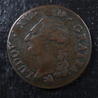Sol dit "à l'écu" 1791B Rouen France KM#578.3 Copper