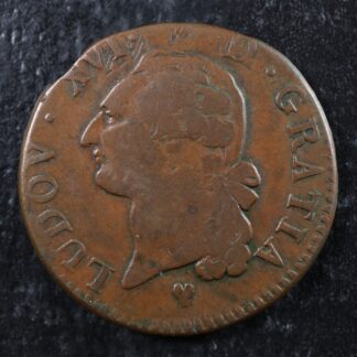 Sol dit "à l'écu" 1791BB Strasbourg France KM#578.4 Copper
