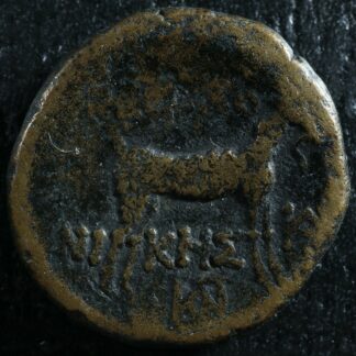 Thessalonica Macedon AE20 -187 to -131 Dionysos goat