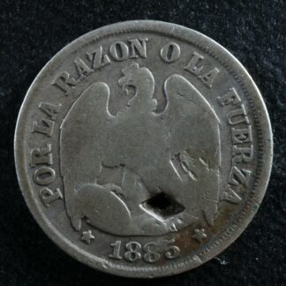 Un decimo 1885 So Chile KM#136.3 Silver Chili 1